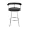 Armen Living Nolagam Swivel Bar Stool in Brushed Stainless Steel with Black Faux Leather 840254335660 - alternate 2